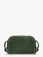Bottega Veneta Concert Pochette suede crossbody bag - Green Tweed-Gold