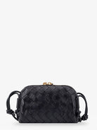 Bottega Veneta Concert Pouch leather crossbody bag with Intrecciato motif - Black-Gold