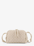 Bottega Veneta Concert Pouch leather crossbody bag with Intrecciato motif - Sea Salt-Gold