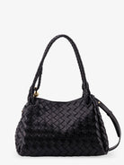 Bottega Veneta Parachute leather shoulder bag with Intrecciato motif and Knot detail - Black-M Brass