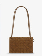 Bottega Veneta Suede crossbody bag with Intrecciato motif - Darkcaramel