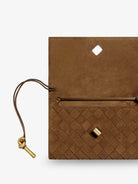 Bottega Veneta Suede crossbody bag with Intrecciato motif - Darkcaramel