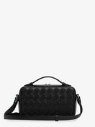 Bottega Veneta Leather clutch bag with Intrecciato motif - Black-Silver