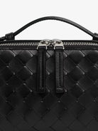 Bottega Veneta Leather clutch bag with Intrecciato motif - Black-Silver