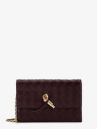 Bottega Veneta Leather crossbody bag with Intrecciato motif - Dark Barolo-M Brass