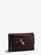 Bottega Veneta Leather crossbody bag with Intrecciato motif - Dark Barolo-M Brass