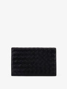Bottega Veneta Leather clutch bag with Intrecciato motif - Black-Silver