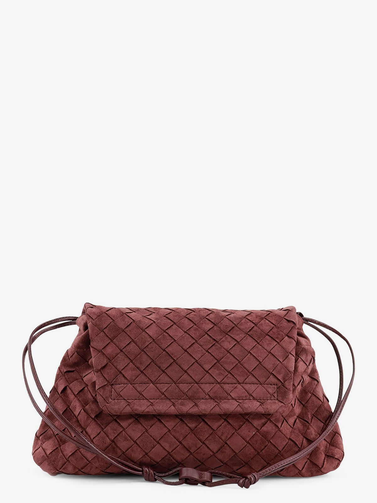 Bottega Veneta Suede Giorno crossbody bag with Intrecciato motif - Deepmahogany