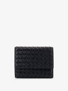 Bottega Veneta Bi-fold Intrecciato wallet with zip - Black-Gold