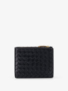 Bottega Veneta Bi-fold Intrecciato wallet with zip - Black-Gold