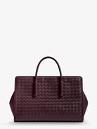Bottega Veneta Small leather tote bag with Intrecciato motif - Deep Mahogan-Brass V