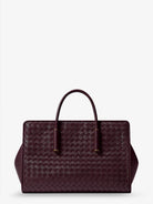 Bottega Veneta Small leather tote bag with Intrecciato motif - Deep Mahogan-Brass V