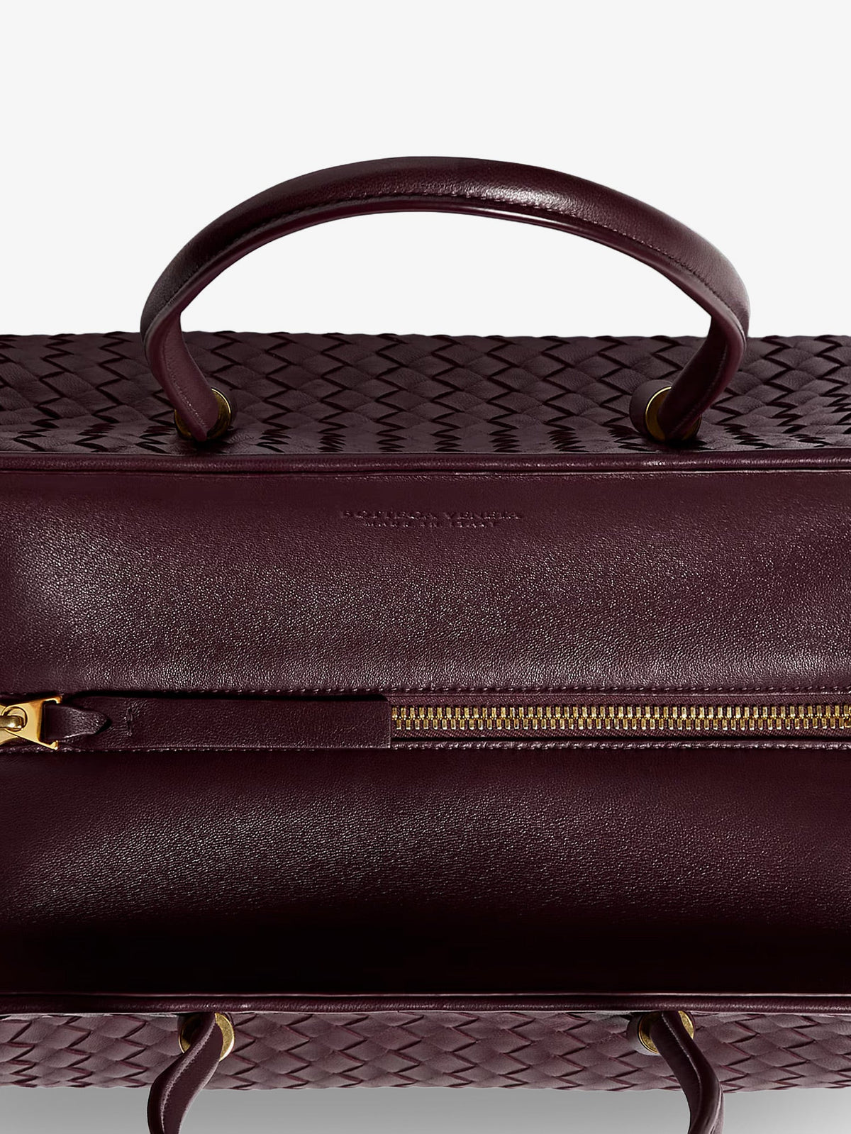 Bottega Veneta Small leather tote bag with Intrecciato motif - Deep Mahogan-Brass V