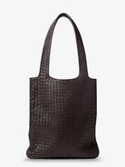 Bottega Veneta Veneto leather shoulder bag with Intrecciato motif - Espresso-Silver