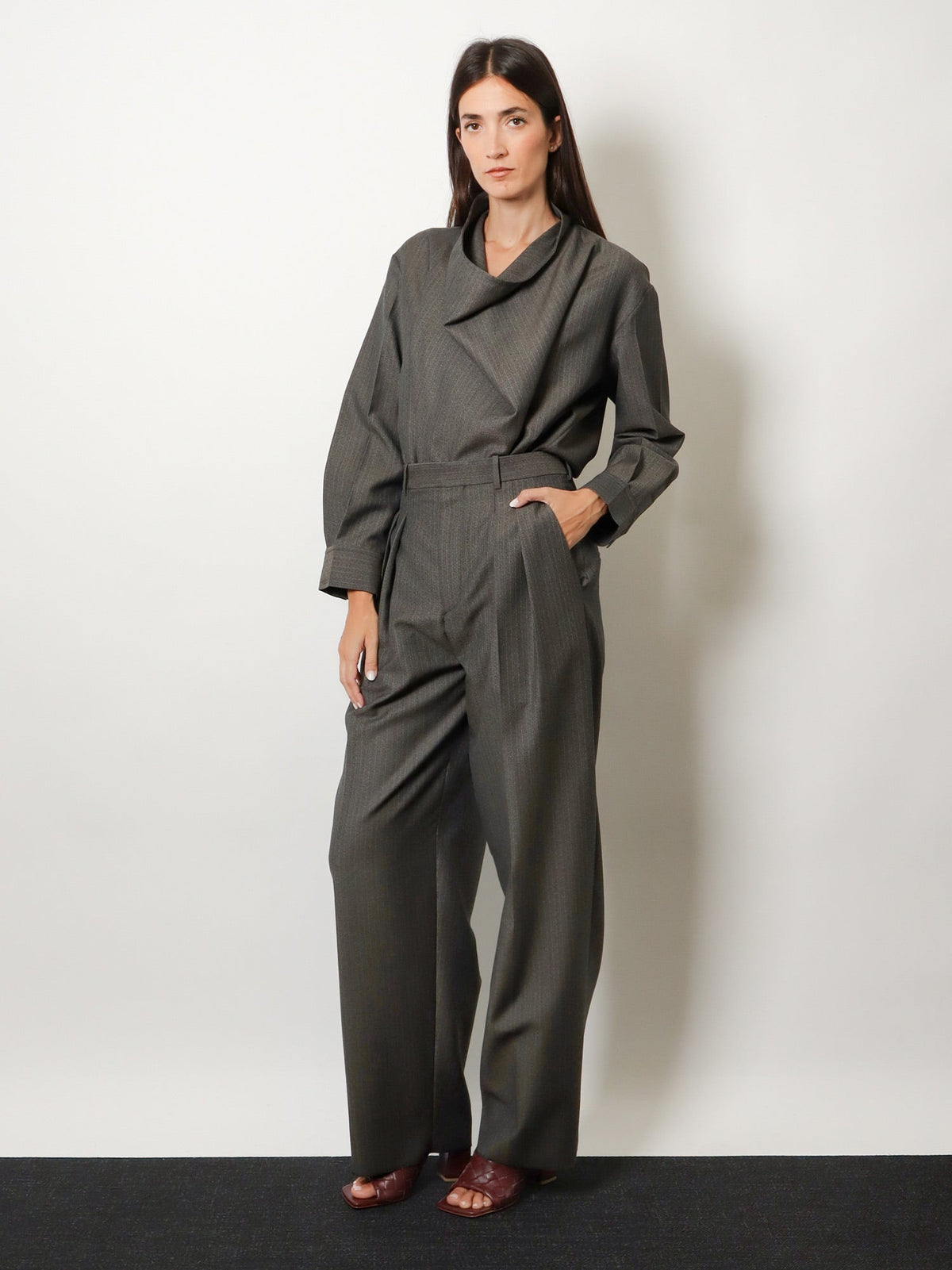 Bottega Veneta Wool and mohair trousers - Desert/Grey Melange