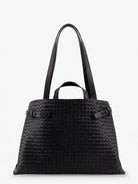 Bottega Veneta Intreccio leather shoulder bag - Black-Brass Vibra-Bl