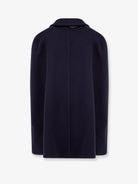 Bottega Veneta Wool and cashmere cape with Intrecciato leather detail - Midnightblue