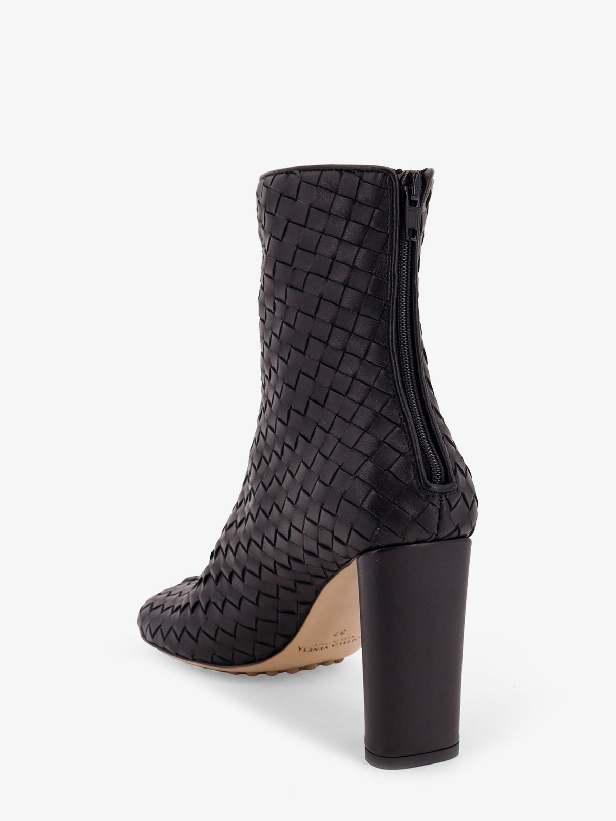 Bottega Veneta Cherry leather ankle boots with woven pattern - Black