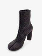 Bottega Veneta Cherry leather ankle boots with woven pattern - Black