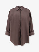 Brunello Cucinelli Cotton blend shirt with Shiny Trim - Chocolate