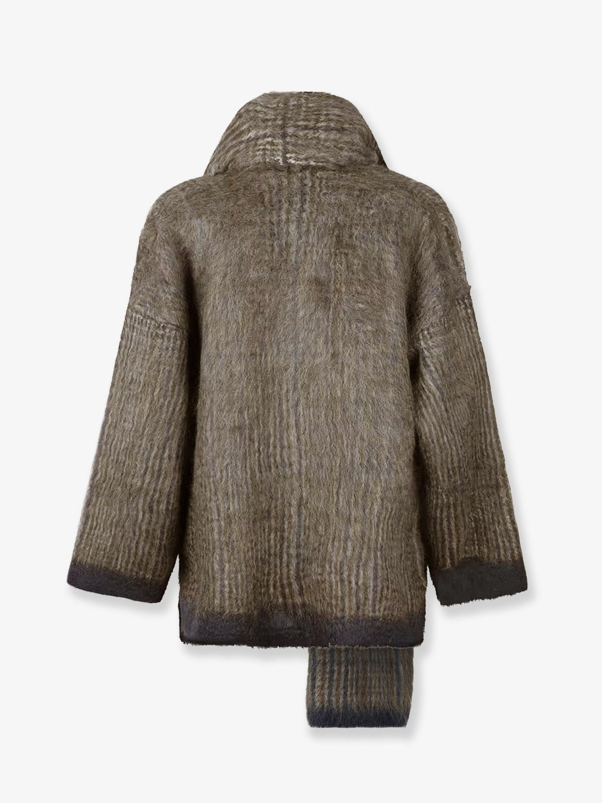 Brunello Cucinelli Mohair, polyamide and wool blend cardigan with an integrated scarf - Grigiochiaro