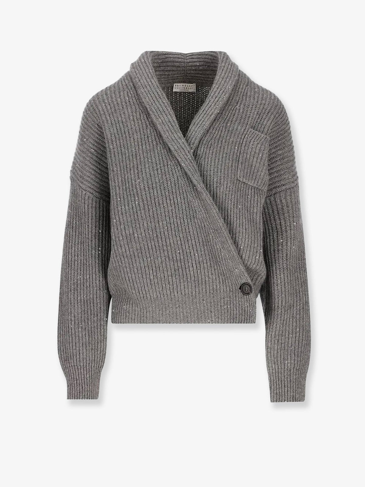 Brunello Cucinelli Cashmere and silk cardigan with sequins - Grigio Scuro