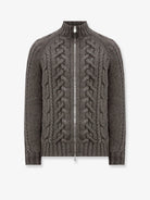Brunello Cucinelli Cable knit cardigan with zip in cashmere - Army