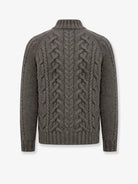 Brunello Cucinelli Cable knit cardigan with zip in cashmere - Army