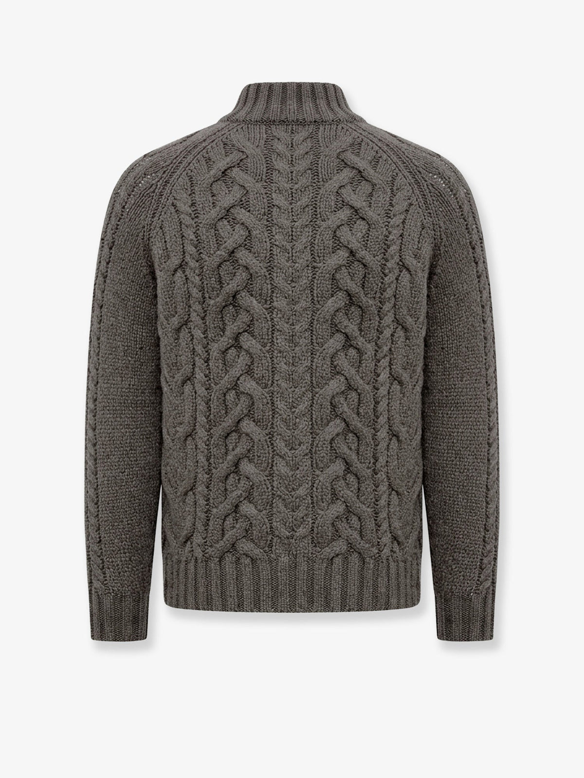 Brunello Cucinelli Cable knit cardigan with zip in cashmere - Army