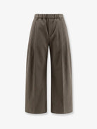 Brunello Cucinelli Cotton trousers with elastic and Monili detail - Origano