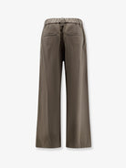 Brunello Cucinelli Cotton trousers with elastic and Monili detail - Origano
