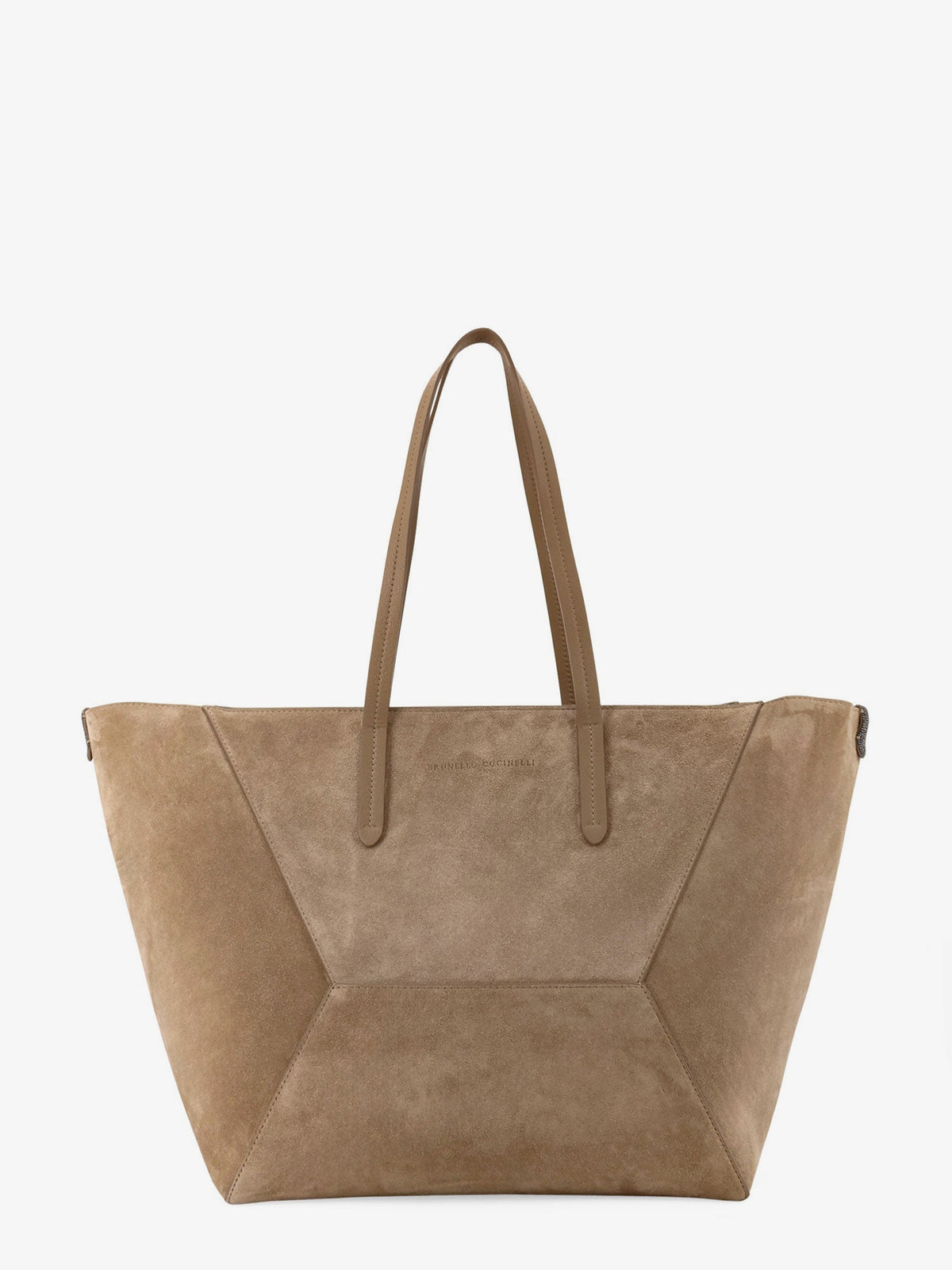 Brunello Cucinelli BC Duo suede shoulder bag with engraved logo - Miele