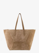 Brunello Cucinelli BC Duo suede shoulder bag with engraved logo - Miele