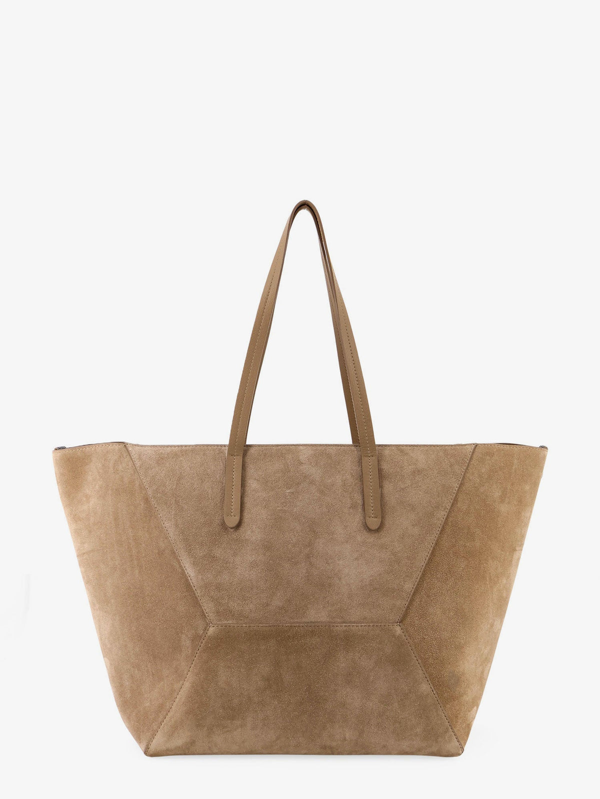 Brunello Cucinelli BC Duo suede shoulder bag with engraved logo - Miele
