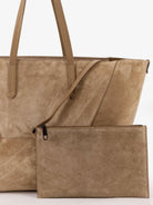 Brunello Cucinelli BC Duo suede shoulder bag with engraved logo - Miele