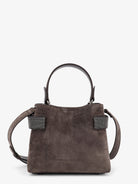 Brunello Cucinelli Suede crossbody bag with Monili detail - Pepe