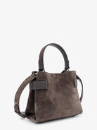 Brunello Cucinelli Suede crossbody bag with Monili detail - Pepe