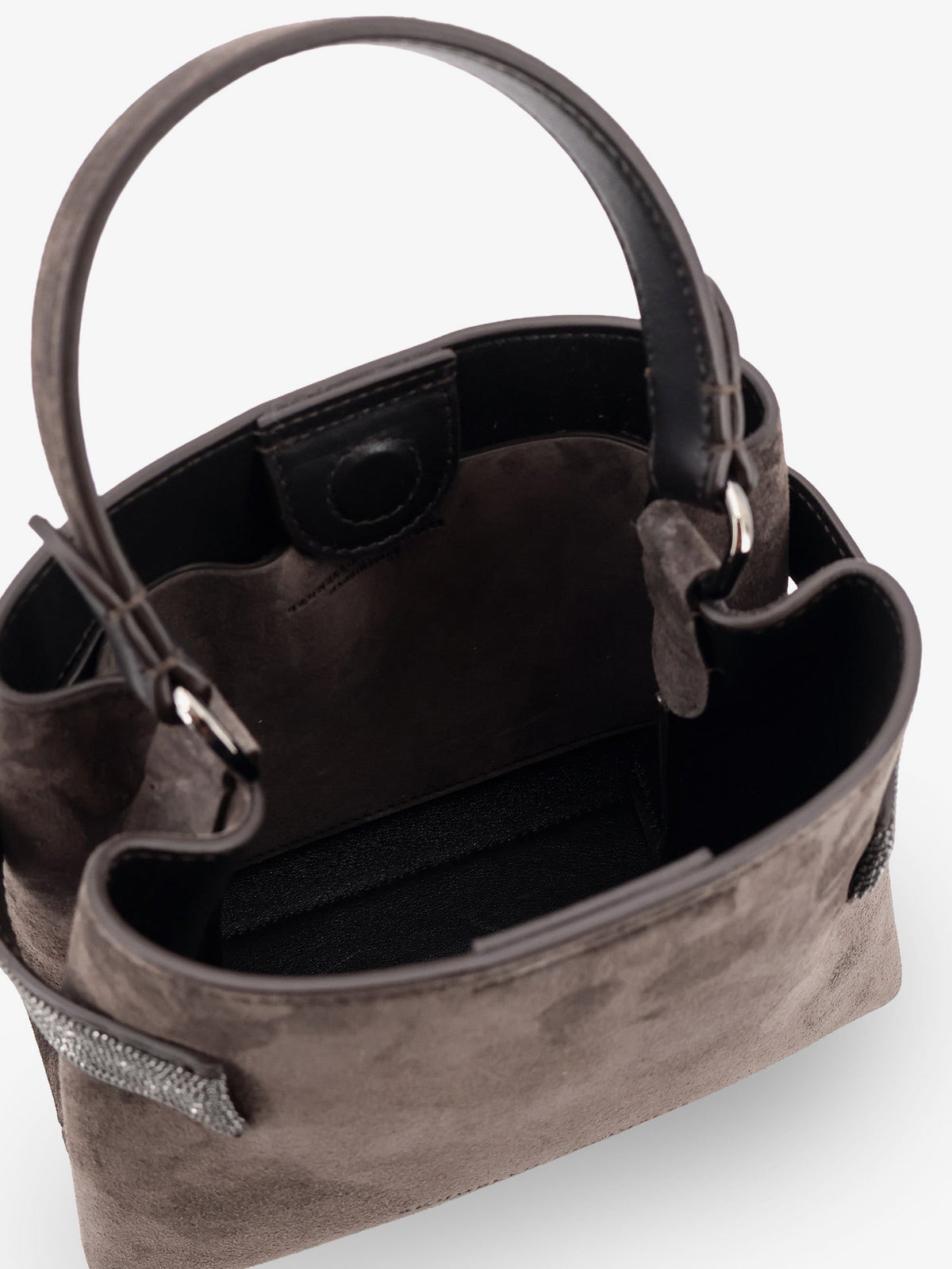 Brunello Cucinelli Suede crossbody bag with Monili detail - Pepe