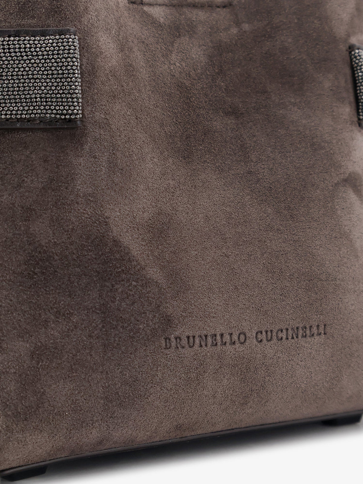 Brunello Cucinelli Suede crossbody bag with Monili detail - Pepe