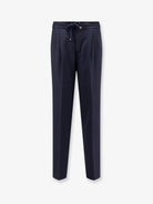 Brunello Cucinelli Virgin wool trousers with adjustable drawstring - Blucolorato