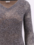 Brunello Cucinelli Flower Lace Sparkling mohair and virgin wool knit dress - Piombo