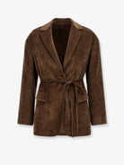 Brunello Cucinelli Corduroy blazer with belt - Sigaro