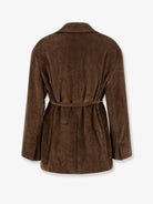 Brunello Cucinelli Corduroy blazer with belt - Sigaro
