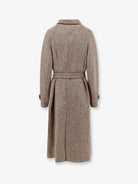 Brunello Cucinelli Herringbone coat with Monili detail - Camel/Nero