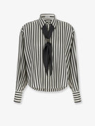 Brunello Cucinelli Striped silk shirt with foulard - Mimeticobianco