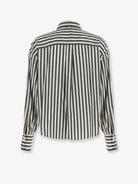 Brunello Cucinelli Striped silk shirt with foulard - Mimeticobianco