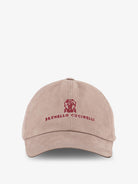 Brunello Cucinelli Suede hat with embroidered logo on the front - Marmo