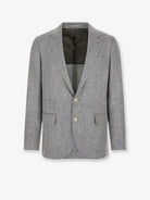 Brunello Cucinelli Deconstructed wool, alpaca and silk chevron blazer - Ceruleo
