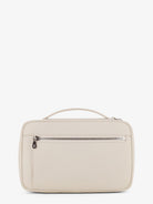 Brunello Cucinelli Leather beauty case with metal logo detail - Ghiaccio