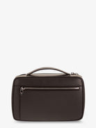 Brunello Cucinelli Leather beauty case with metal logo detail - Testa Di Moro